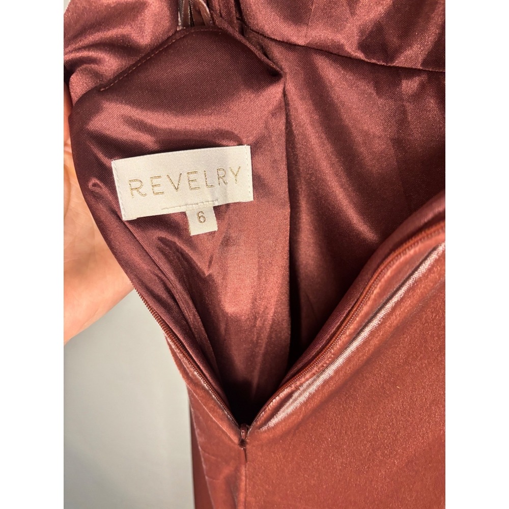 Revelry Dylan Velvet Maxi Dress Rust Rose Pink Criss‎ Cross Back Size 6 - Picture 5 of 7